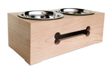 Wooden Bone-Cut Dog Bowl Feeder