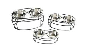 Double Dog Bowl Oval Cross Feeder - Oh My Dog Supply